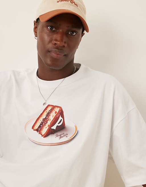 DESIGN Boxy Oversized T-shirt With Food Graphic In White