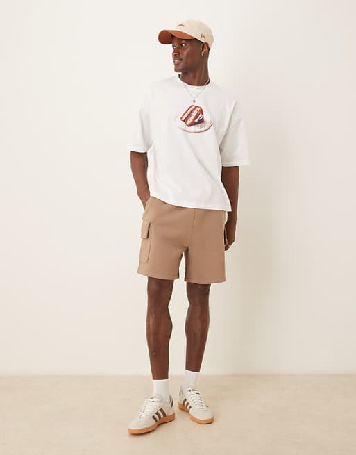 DESIGN Boxy Oversized T-shirt With Food Graphic In White