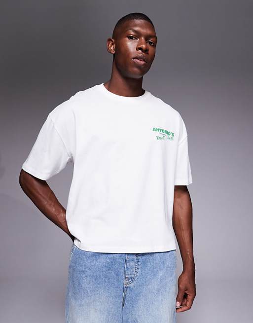 DESIGN Boxy Oversized T-shirt With Food Graphic In White