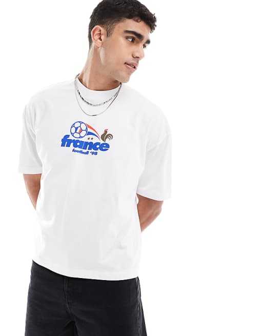 DESIGN boxy oversized t-shirt with France sport graphic in white