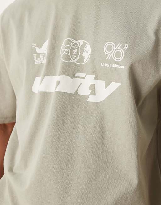DESIGN Boxy Oversized T-shirt With Front Chest Graphic In Grey Green