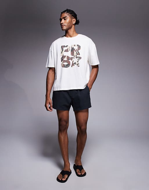 DESIGN Boxy Oversized T-shirt With Front Print In Off White