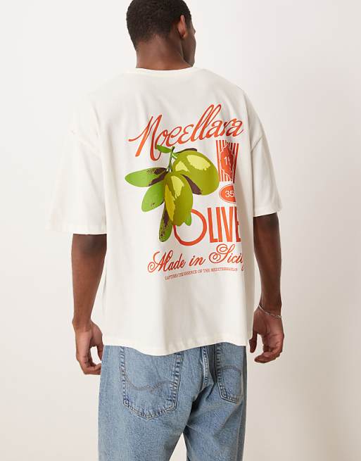 DESIGN boxy oversized t-shirt with high summer graphic in off white