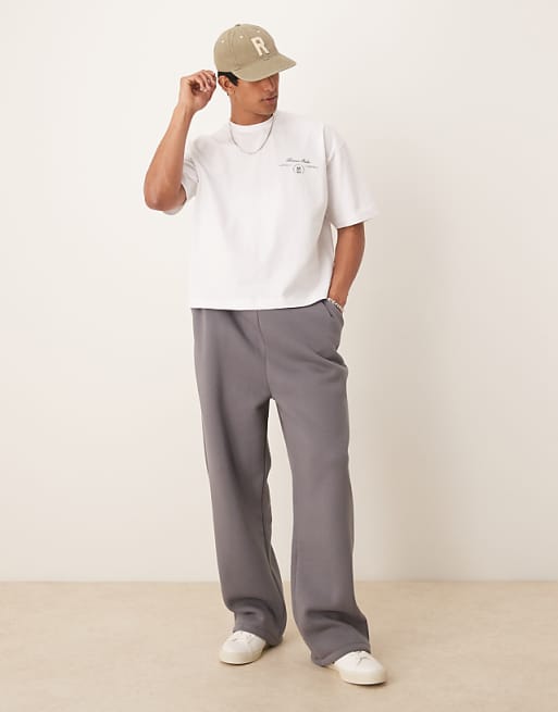 DESIGN Boxy Oversized T-shirt With Leaf Print In White