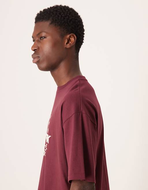 DESIGN Boxy Oversized T-shirt With New York Graphic In Burgundy