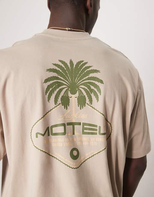 DESIGN Boxy Oversized T-shirt With Palm Graphic In Beige