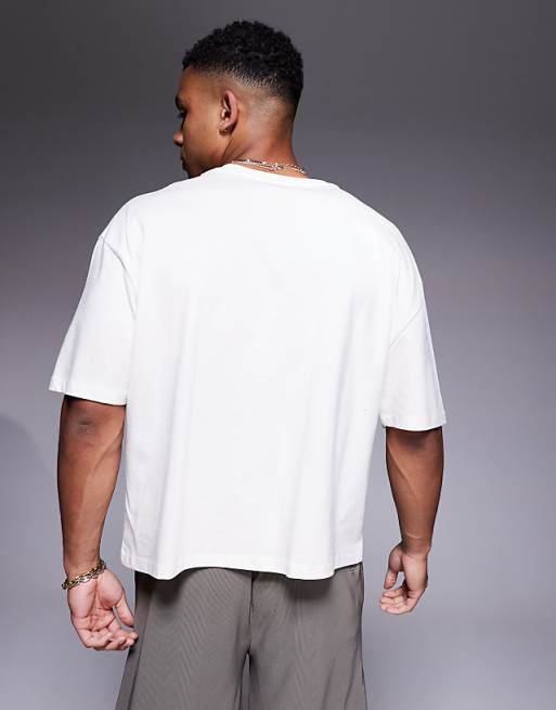 DESIGN Boxy Oversized T-shirt With Palm Tree Graphic In Off White