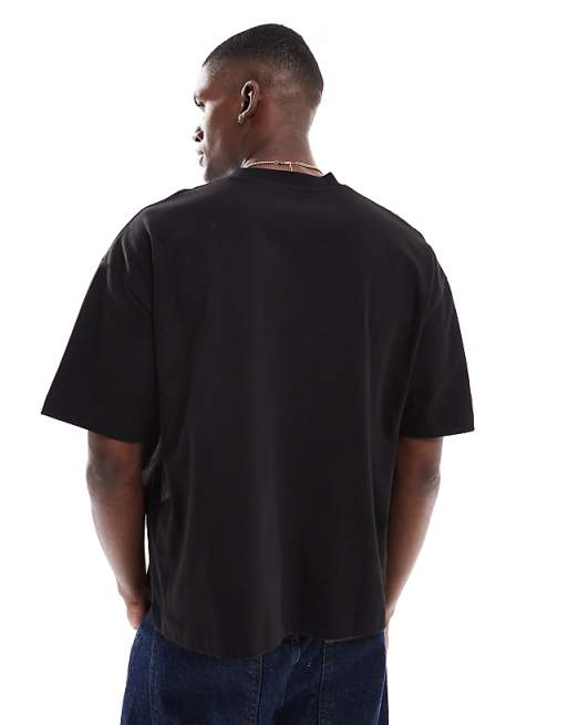 DESIGN Boxy Oversized T-shirt With Portugal Sports Graphic In Black