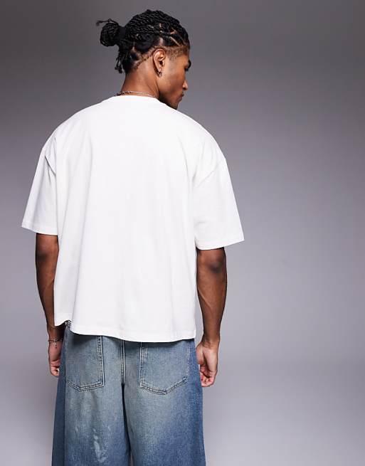 DESIGN Boxy Oversized T-shirt With Scenic Graphic In Off White