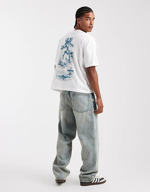 DESIGN Boxy Oversized T-shirt With Scenic Graphic In White