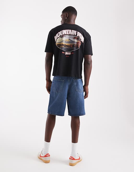 DESIGN Boxy Oversized T-shirt With Scenic Print In Black
