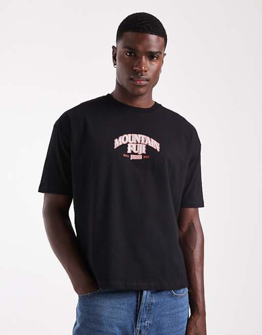DESIGN Boxy Oversized T-shirt With Scenic Print In Black