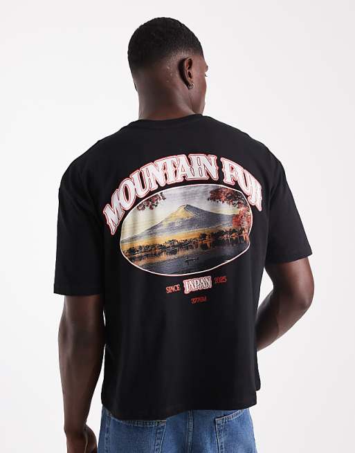 DESIGN boxy oversized t-shirt with scenic print in black