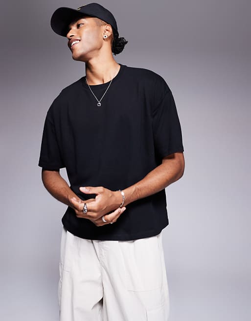 DESIGN Boxy Oversized T-shirt With Souvenir Graphic In Black