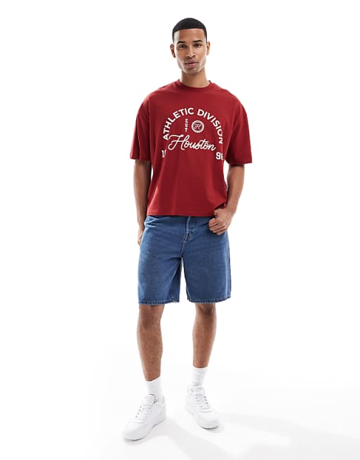 DESIGN Boxy Oversized T-shirt With Sport Graphic In Red