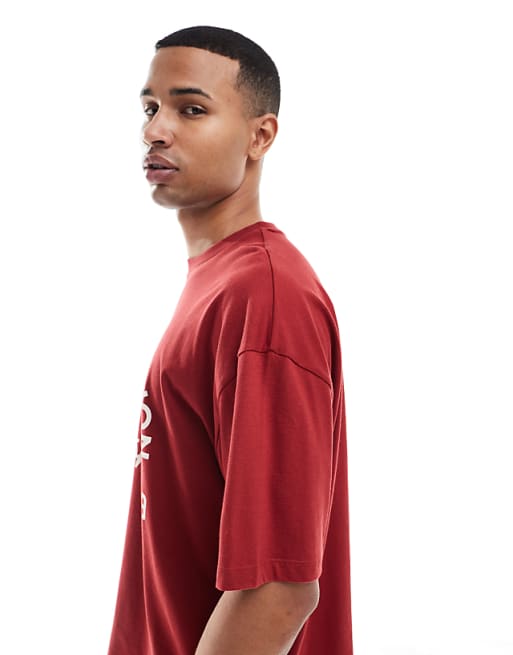 DESIGN Boxy Oversized T-shirt With Sport Graphic In Red