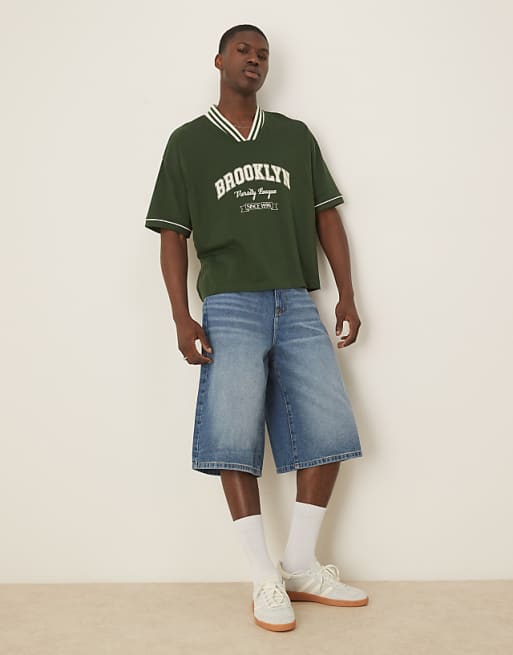 DESIGN Boxy Oversized T-shirt With Sport Graphic In Green