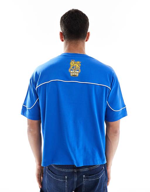 DESIGN Boxy Oversized T-shirt With Sports Graphic In Blue