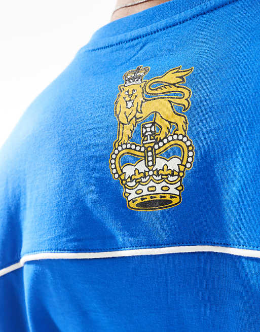 DESIGN Boxy Oversized T-shirt With Sports Graphic In Blue