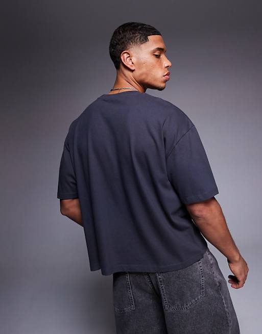 DESIGN Boxy Oversized T-shirt With Sports Graphic In Charcoal