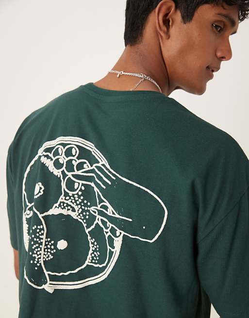 DESIGN Boxy Oversized T-shirt With Summer Graphic In Dark Green