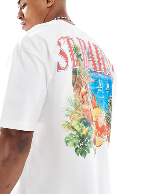 DESIGN Boxy Oversized T-shirt With Summer Graphic In White