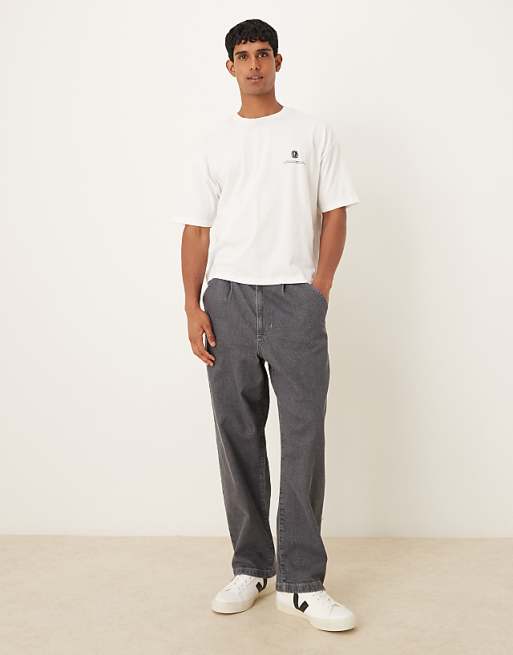 DESIGN Boxy Oversized T-shirt With Text Graphic In White