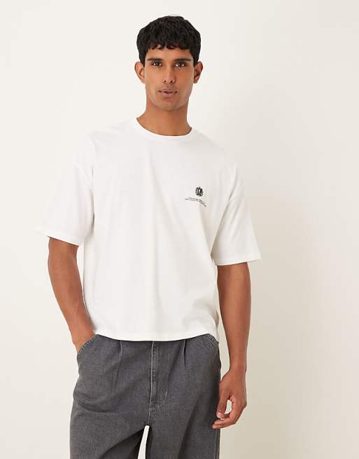 DESIGN Boxy Oversized T-shirt With Text Graphic In White