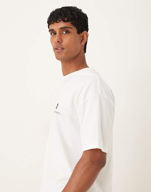 DESIGN Boxy Oversized T-shirt With Text Graphic In White
