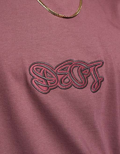 DESIGN Boxy Oversized T-shirt With Text Graphic In Brown