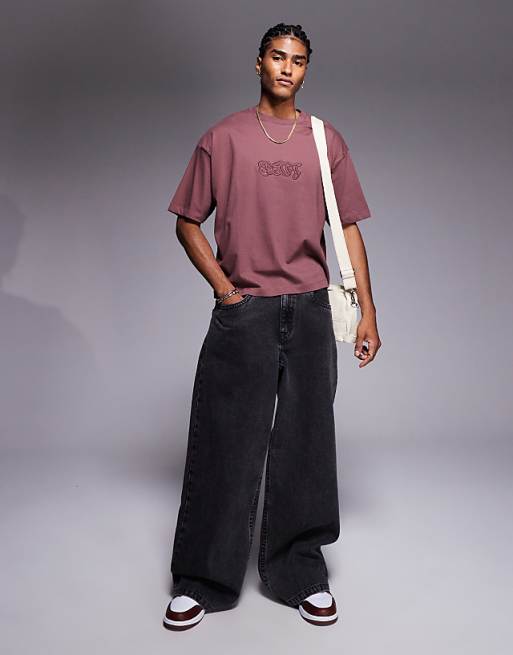 DESIGN Boxy Oversized T-shirt With Text Graphic In Brown