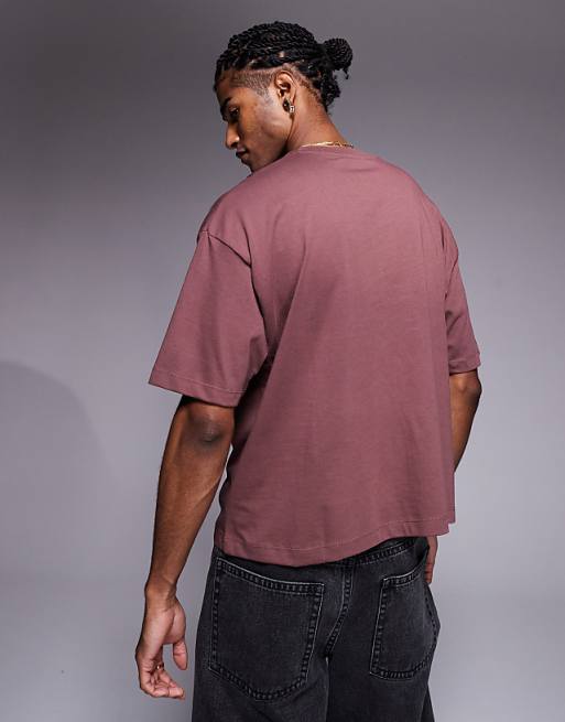 DESIGN Boxy Oversized T-shirt With Text Graphic In Brown