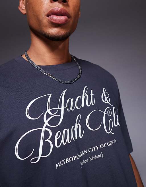 DESIGN Boxy Oversized T-shirt With Text Graphic In Charcoal