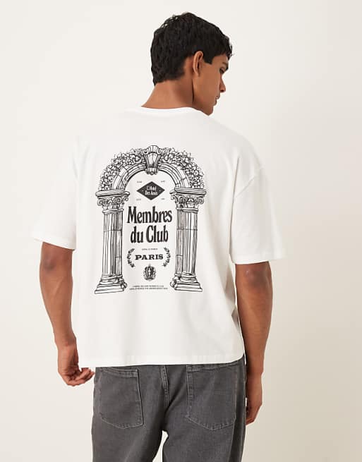 DESIGN boxy oversized t-shirt with text graphic in white