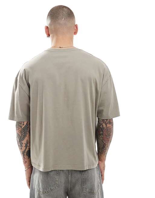 DESIGN Boxy Oversized T-shirt With Text Puff Print In Brown