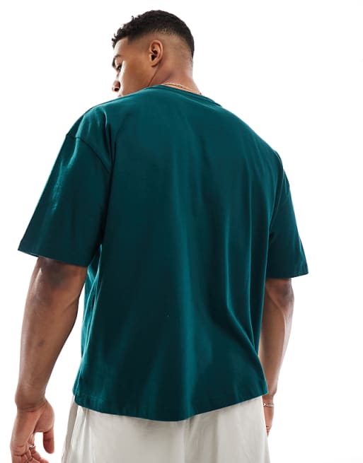 DESIGN Boxy Oversized T-shirt With Varsity Graphic In Green