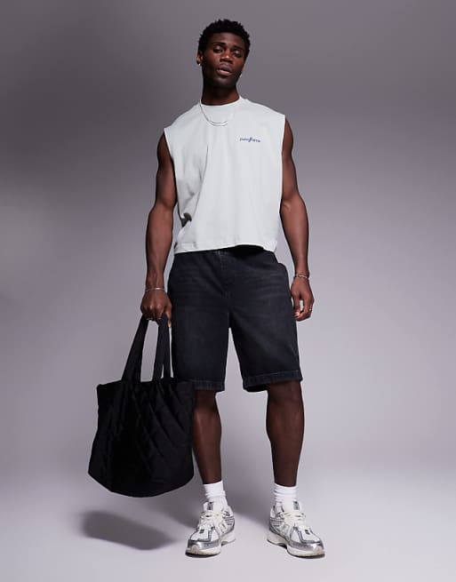 DESIGN Boxy Oversized Tank With Paris Fruit Graphic In Light Grey