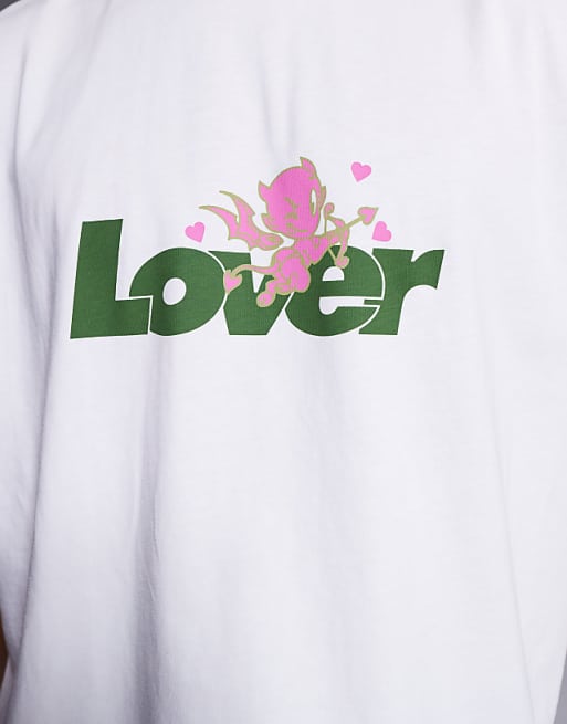 DESIGN Boxy Oversized Tank With Text Graphic In White