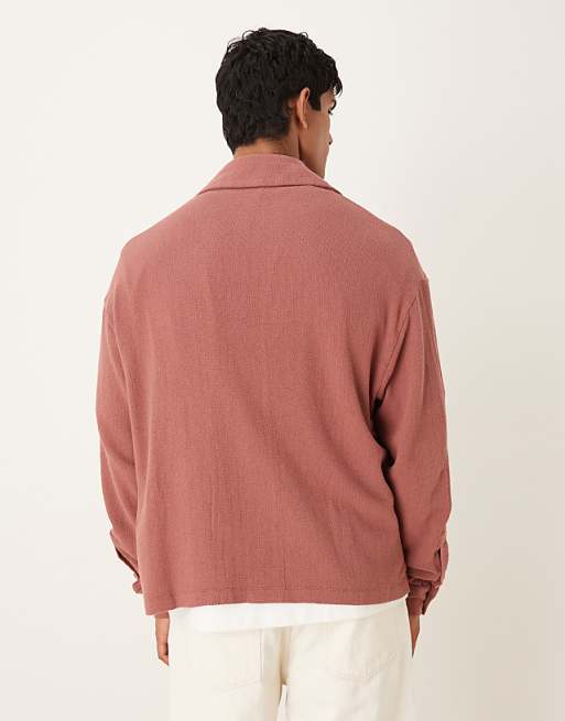 DESIGN Boxy Oversized Textured Shirt In Rust