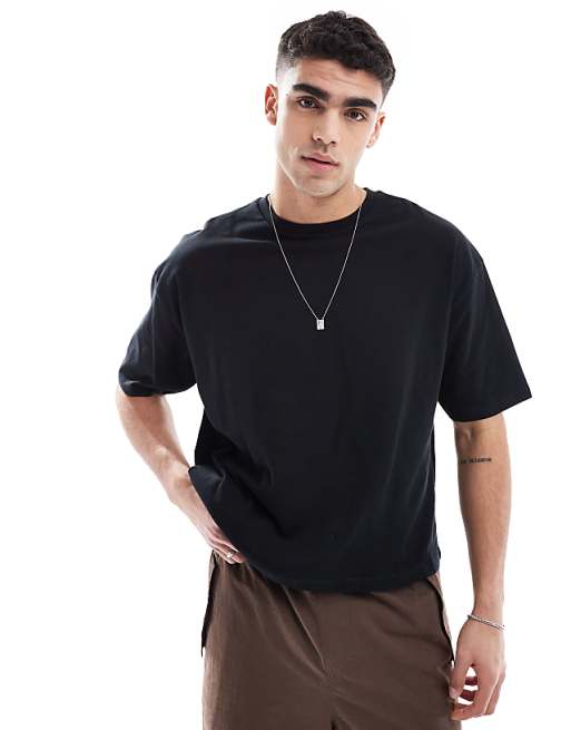 DESIGN Boxy Oversized Tshirt With Sports Graphic In Black