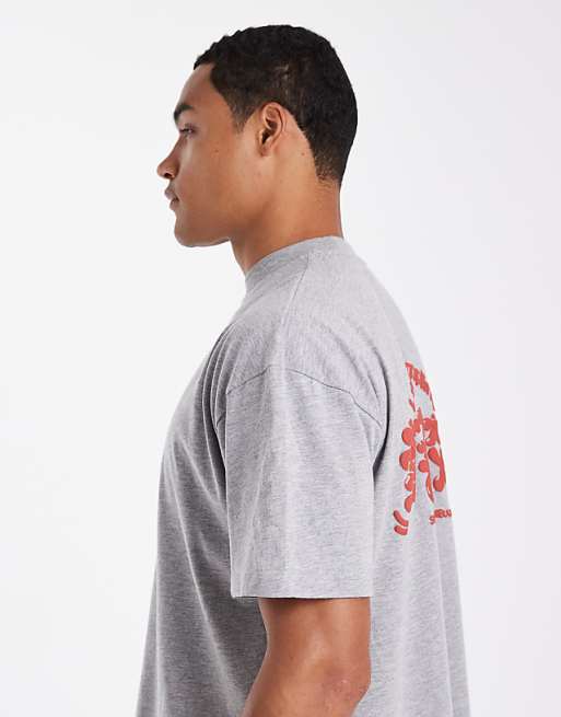 DESIGN Boxy Oversized With Dumplings Graphic In Grey Marl
