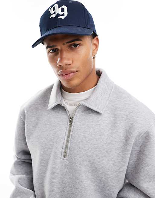 DESIGN Boxy Relaxed Quarter Zip Rugby Sweatshirt In Grey