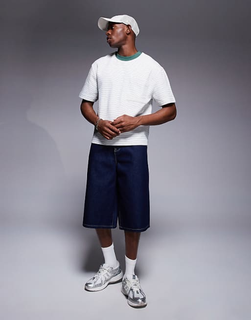 DESIGN Boxy Relaxed T-shirt With Pocket In Texture Stripe