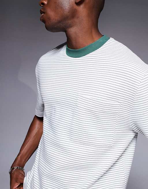DESIGN Boxy Relaxed T-shirt With Pocket In Texture Stripe