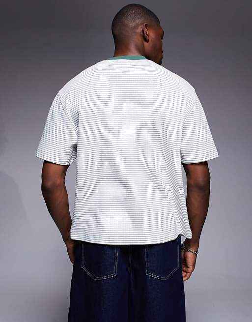 DESIGN Boxy Relaxed T-shirt With Pocket In Texture Stripe