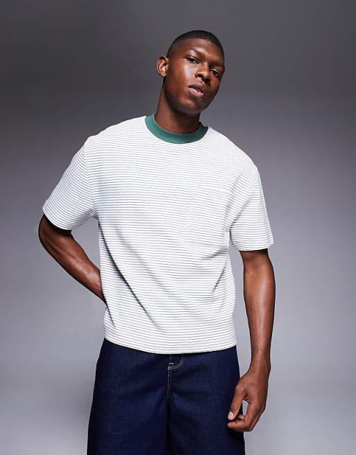 DESIGN boxy relaxed t-shirt with pocket in texture stripe