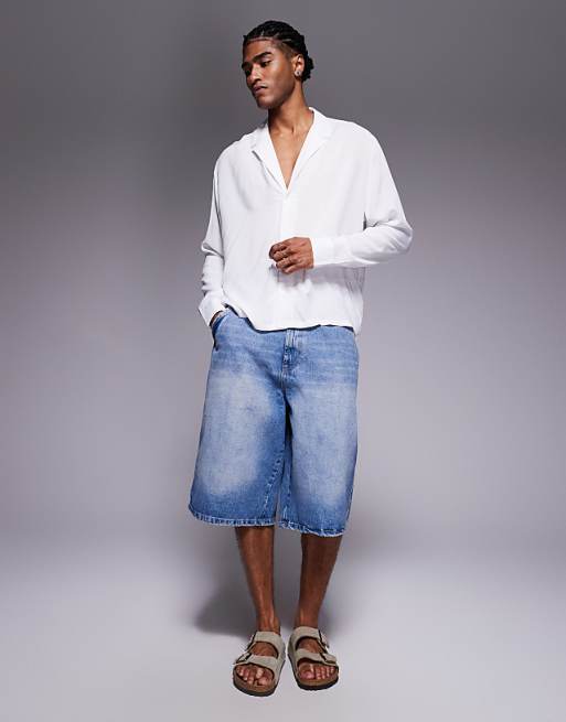 DESIGN Boxy Relaxed Viscose Shirt In White