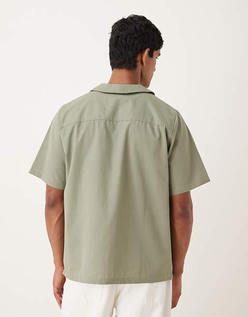DESIGN Boxy Relaxed Wrap Shirt In Khaki