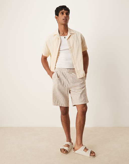 DESIGN Boxy Revere Shirt In Jacquard In Stone