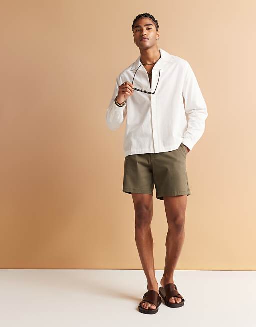 DESIGN Boxy Revere Shirt In White Jacquard